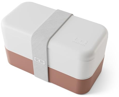 monbento - Lunch Box Original blanc/rose - Lunch Box Micro Ondable pour Adultes - Boite Lunch Hermétique 2 étages - Idéal pour Travail/Pique-niques - Sans BPA - Made in France - Bicolore