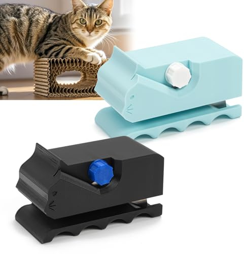 Découpeuse de 2 pièces pour Chat Scratch Board, de Carton imprimée manuellement en Forme de 3D et découpeuse de Bande de Carton pour lit de Chat Fait à la Main (Noir + Bleu)