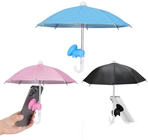 3PCS Cell Phone Umbrella for Outdoor Photography – Cute Piggy Suction Cup Phone Holder, Portable Sun Shade for Travel, Vlogging & Selfies (Multifunctional, Lightweight)