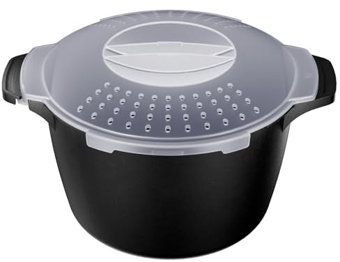 Large Microwave Cookware Steamer 2 Quart - AJXX Micro Cookware Vegetable Steamer for Cooking, Microwave Cooker with Food Container, Removable Filter and Lockab - BPA Free, Dishwasher Safe