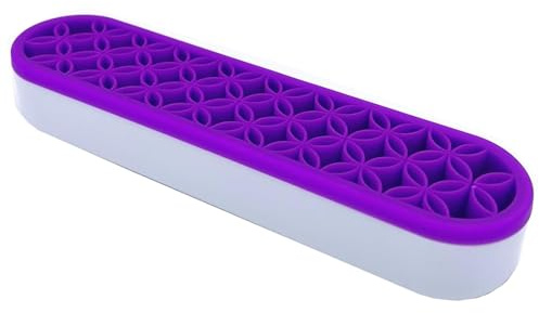 Soporte para brochas de maquillaje, organizador de brochas de silicona, soporte de almacenamiento para tijeras, pintura, bolígrafos, marcadores cosméticos (21 cm, morado)