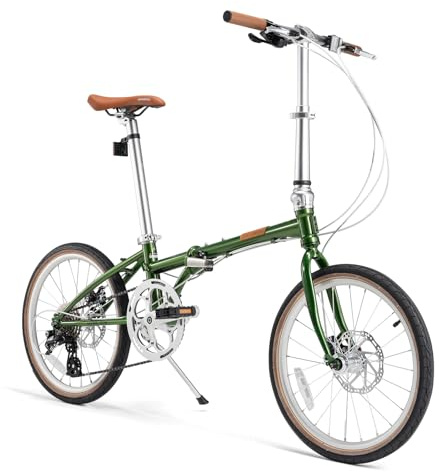 ROCKBROS VDS 20 hopfällbar cykel i stål CR-Mo, Altus stadscykel med 8 hastigheter, 12 kg, skivbroms för män och kvinnor, tonåringar, lätt för stad och pendling