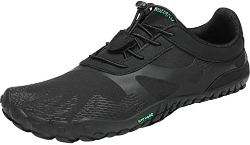 SAGUARO Barfußschuhe Herren Damen Traillaufschuhe Outdoor & Indoor Training Fitnessschuhe Wander Wald Strand Straße Laufschuhe Walkingschuhe Schnell Trocknend Badeschuhe, Öl Schwarz, 44 EU