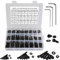 FandWay 1200Pcs 12.9 Grade Alloy Steel M2 M3 M4 Hex Socket Head Cap Screws, Cheese Head Machine Screws, Internal Hex Bolts and Nuts Washers Assortment Set With 3 Hex Wrenches.(Black)