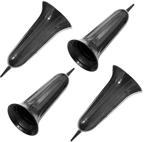 4er Set Grabvase Kunststoff Schwarz Grabschmuck Friedhofsvase mit Erdspieß Friedhof Blumenvase Grabdekoration Grab Vase Grabsteckvase