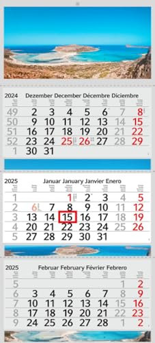 XXL 3 Monatskalender 2026 Balos Beach mit 3/4 Monate Motiv Kalender Foto Strand Meer Wandkalender Mittelmeer ohne Werbung Fotokalender Bürokalender Motivkalender Mehrblockkalender (3 Monatskalender)