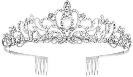 MIVAIUN Tiara Kristallkrone mit Strasskamm Strass Tiara Hochzeit Tiara Hochzeit Braut Strass Krone für Geburtstags Hochzeit Abschlussball Prinzessinnenpartys Frauen und Mädchen