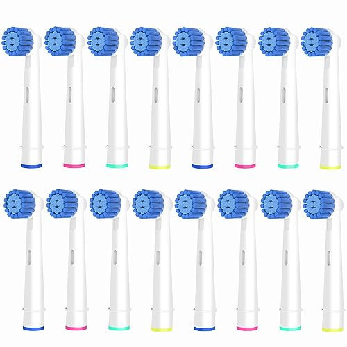 16 Stück Sensitive Aufsteckbürsten Kompatibel mit Oral B Elektrische Zahnbürsten, Weiche Borsten für überlegene und schonende Reinigung