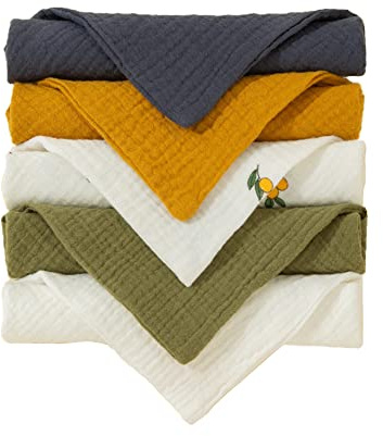 URFEDA 5-pack babyhaklappar, dregelduk, triangulär halsduk, muslinhalsduk, unisex, gul, vattentät: nej, för spädbarn, föräldrar, vårdpersoner, baby/spädbarn, FOOD_BIB