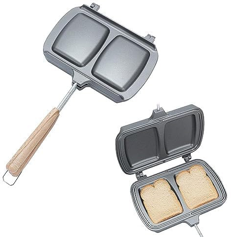 mumisuto Machine à sandwich grillé, double face sur la cuisinière, Moule à sandwich anti-adhésif pour petit-déjeuner, crêpes, omelettes, frittatas, toast (B)
