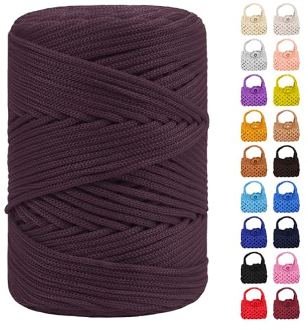 LEREATI Cordino per Borse Uncinetto, Corda Macrame 3mm x 170m Corda in Poliestere Filo Macrame, Cordoncino per Borse a Uncinetto, Fai Da Te, Regalo per Maglieria (Caffè)