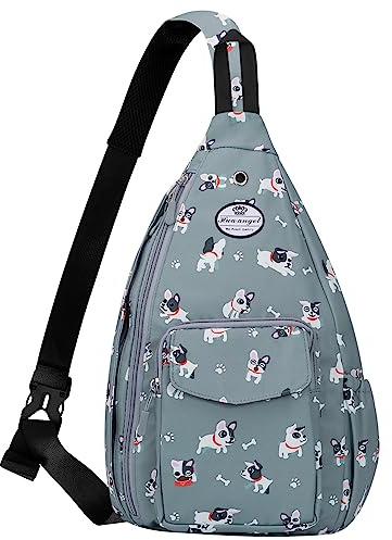 HUA ANGEL Sac Poitrine Homme Femme ave Bandoulière & Multi Poches Léger Petit Sac de Sport en Nylon Sac Bandoulière à Dos Anti-vol pour Voyage Travail Cyclisme Moto Running Gym Pickleball