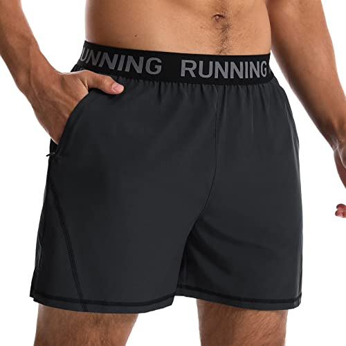 Comilaka Hombre Pantalones Cortos para Correr Gimnasio Ligeros de Secado rápido Pantalones Cortos de Running Bolsillos de Cremallera
