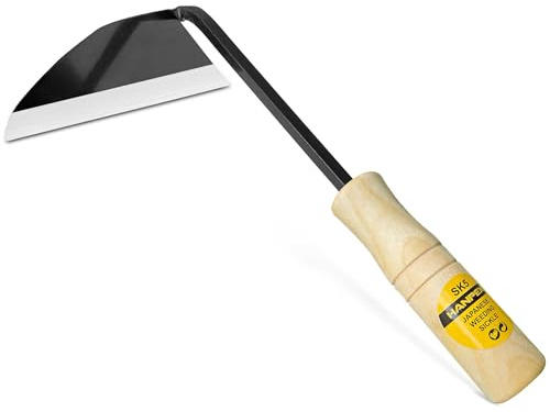 Hanpex Japanese Wide Blade Gardening Tools I Premium Quality Hand Hoes/Weeding Sickle Have Very Sharp Edge for Quick Work