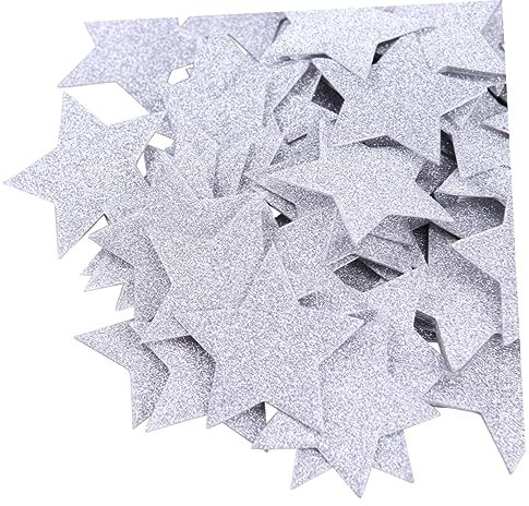 PRETYZOOM 100pcs Double-sided Silver Star Confetti Glitter Table Decorations for Weddings Showers and Birthdays for Cupcake Toppers and Party Favors