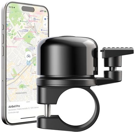 AirBell Pro - Fahrradklingel mit integriertem Tracker für Apple Find My Netzwerk, AirTag Alternative