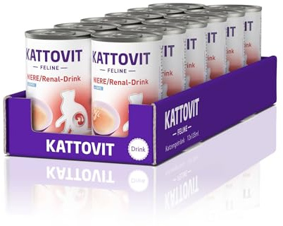 Kattovit - Drink renale per gatti adulti | Gatto dietetico per sostenere la funzione renale - Motiva gatti ad aumentare l'assunzione di liquidi | 12 x 135 ml anatra