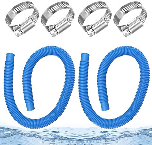 Tubo Piscina 32mm - 2 Pezzi Tubi Piscina per Pompa da Piscina, 150 cm, tubi per piscina, universale, con 4 clip di sicurezza, tubo di ricambio per pompa filtro e piscina