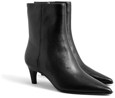 Coutgo Ankle Boots for Women Kitten Low Heel Pointed Toe Booties Side Zipper Fall Shoes, Black PU, Size 7