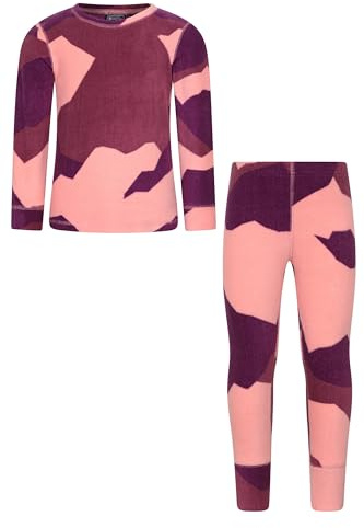 Mountain Warehouse Polar Fleece Kids Base Layer Set - Isotherm Fabric, Warm & Cosy Top, Boys & Girls - Autumn Winter, Outdoors, Travelling & Hiking Coral Kids Size 2-3 Years