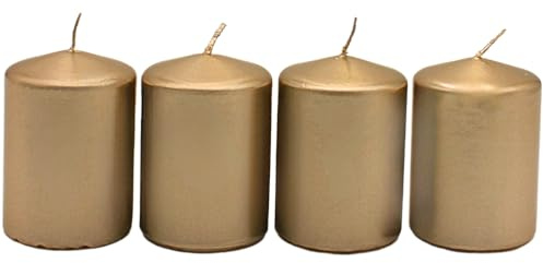 Uppsättning om 4 blockljus, adventsljus, adventskransljus, lackljus, dekorativa ljus, vaxljus, gelackade i brunt, leveransomfattning: 4 stycken, storlek H/Ø ca 7 x 5 cm.