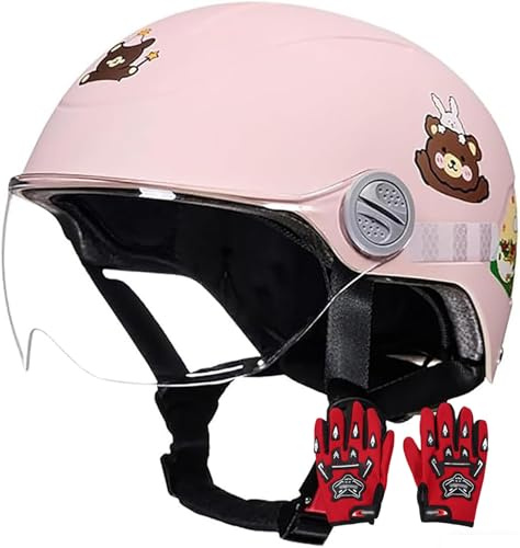 Casco Da Moto Vintage Per Bambini, Modello 3/4, Stile Retrò, Carino, Per Bambini Dai 2 Ai 16 Anni, Per Scooter Elettrico, Motocross, Go-Kart, Casco Per Bambini,Approvato DOT 5,48~55cm