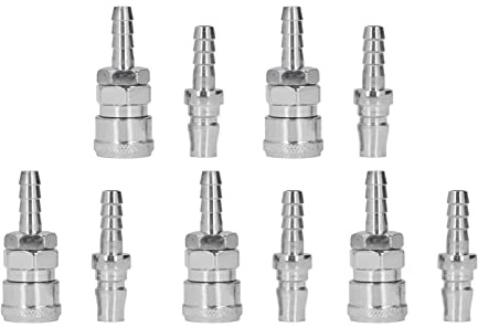 Adfaga Kit di raccordi pneumatici a collegamento rapido per accoppiatore pneumatico in acciaio inossidabile placcato da 5 set con tappi per utensili per compressori d'aria automobi (5 * 8 coda lunga