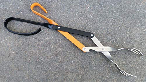 V-Tong Grillzange 51 cm orange-schwarz BBQ Zange orange Black (mit Griff aus Nußholz, mit Fleischdorn)