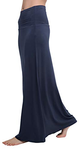 Urban GoCo - Gonna da donna, stile yoga, elastica, a forma di bozzolo, a vita alta, con ampia apertura Bleu Marine L