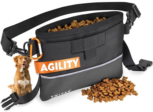 TWIVEE – Leckerlitasche für Hunde – Futterbeutel mit Einhand-Schnappverschluss – herausnehmbare Innentasche – Futtertasche für Hundetraining – inkl. Karabiner