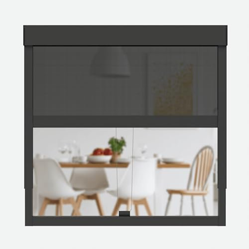 CLIP'N'SHADE Grau - Aussenrollo gegen Hitze, Jalousie, Sichtschutz und Abdunkelung für Fenster, Hitzeschutz Rollo ohne Bohren (Breite: 80 cm, Höhe: 60-90 cm, Transparent)