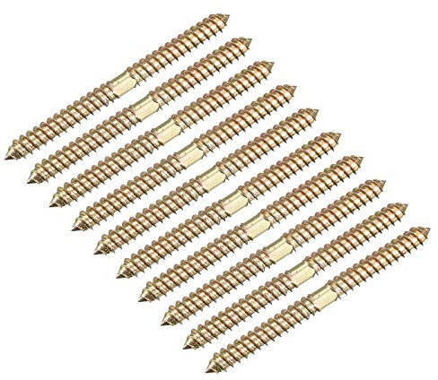 sourcing map 8x100mm Hanger Bolts, 24pcs Double Ended Self-Tapping Thread Wood to Wood Dowel Screws for Wood Connecting
