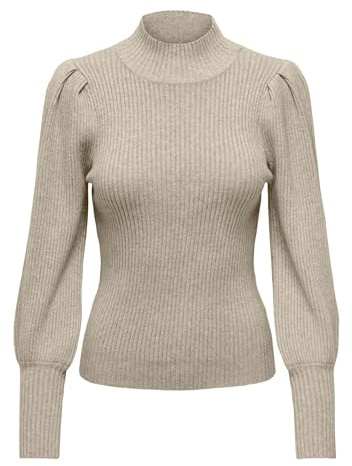 S ONLKATIA L/S Highneck KNT Noos - Jersey para Mujer, Mocha Merengue/Detall: W. Melange, L, Mocha Meringue/Detail:w. Melange, L