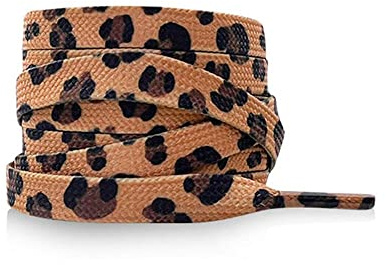 Aeromdale Schnürsenkel mit Tiermuster - Flache Sneaker, Leinen, Leopardenmuster, Bunt, Kreativ, Unisex, 8 mm - 140 cm