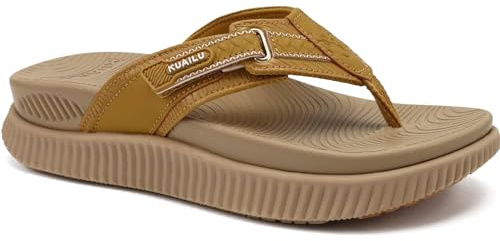 KuaiLu Womens Orthopedic Flip Flops Flat Toe Post Sandals With Arch Support