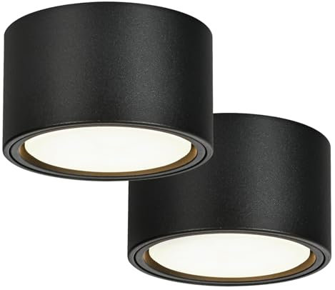 KYOTECH 2x LED Spot en Saillie - 3000K Plafonnier Noir Mat 6W 550LM GX53 Spot - Ø95x55mm 230V