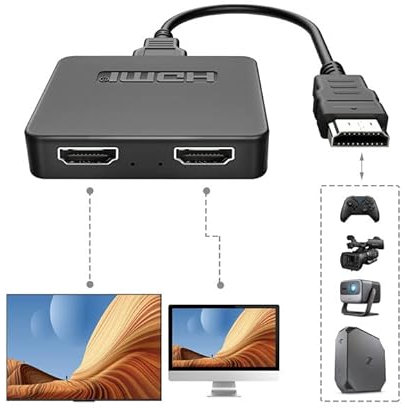 NEWCARE HDMI Splitter 2 Monitore Gleichzeitig, Hdmi Splitter 1 in 2 Out (NOT Extend), hdmi Verteiler 1 in 2 Out Gleichzeitig, HDMI Verteiler 1 auf 2 Monitore Duplizieren/Nur Spiegel