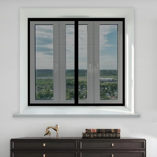 Fliegenvorhang Balkontür Magnet 115 x 240 cm Magnetvorhang Insektenschutz Ohne Bohren Moskitonetz Türe, Fliegentüren für Schiebetür Terrassentür, Schwarz