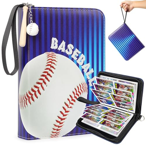 ZAIONE 4-Pocket Baseball Card Binder: Portable 440 Pockets Trading Cards Album for Teens Boys - Zipper Card Holder Binder with Removable Sleeves for 2025 Design Gift