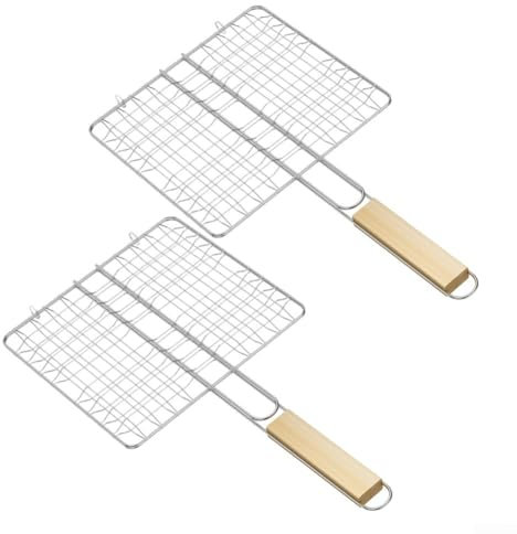 Lot de 2 paniers de barbecue en acier inoxydable avec verrouillage innovant pour une cuisson sûre