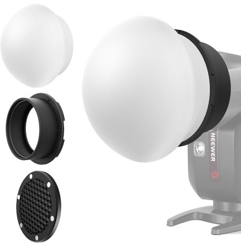 NEEWER Difusor Silicona Fash con Honeycomb Grid & Anillo Adaptador Magnético, Softbox Modificador Flash Luz Compatible con Godox V1/V1 Pro NEEWER Z1 Z2 Speedlight Cámara Cabeza Redonda, CRS12