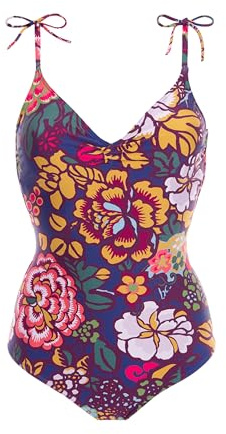 Simone Perele - Maillot de Bain 1 Pièce sans Armature - Maillot de Bain Femme Confortable avec Bonnets Mousse - Dos Echancré - Idéal Grande Taille - Imprimé Bloom