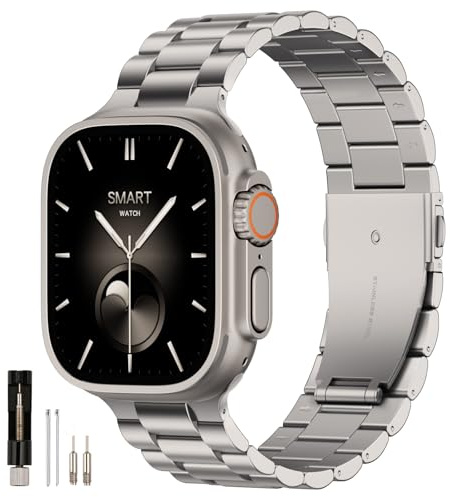 QAZNZ metallarmband för Apple Watch 42 mm 44 mm 45 mm 46 mm 49 mm 40 mm 41 mm 38 mm, 42mm(Series 3/2/1) 44mm 45mm 46mm 49mm, Rostfritt stål Metall, 0