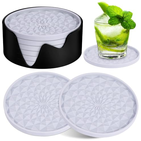 AUAUY 6 Pezzi Rotondi isolanti Sottobicchieri, Sottobicchieri in Silicone, Non-slip Insulated Non-slip, Design Spesso in Silicone (0,28 pollici), per Bar, Caffetterie, Casa, Feste, Ufficio (Grigio)