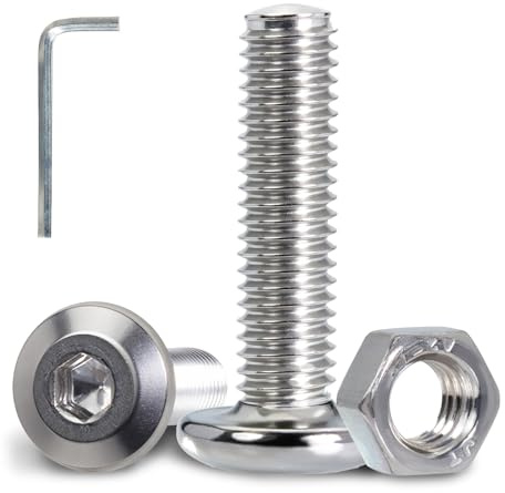 KINETOX 80 Pièces Vis M5 Tête Plate Six Pans Creux en Inox A2 V2A Boulons avec Écrous M5 et Clé Allen 3 mm Vis Inox pour Montage Mécanique Assemblage de Meubles et Réparations DIY