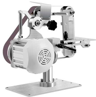DAOHHFO 220 V bandslipset bandslipmaskin – skrivbordsknivslipband tallriksslip 550 W, 90° roterbar för horisontell/vertikal drift bandslip – 762 x 25 mm bandstorlek