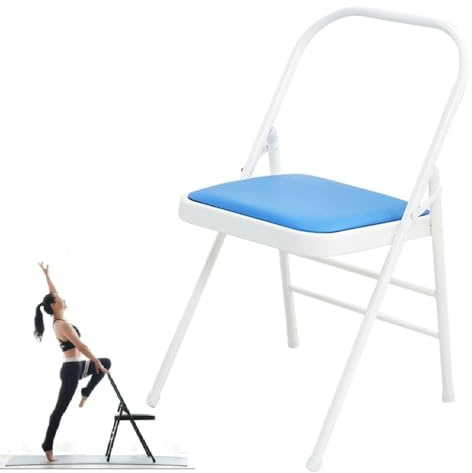 Vikbar yoga pilatesstol rygglös balanstränare för ryggsmärtlindring bärbart fitnessverktyg i svart brun vit och blå idealisk för hemträning