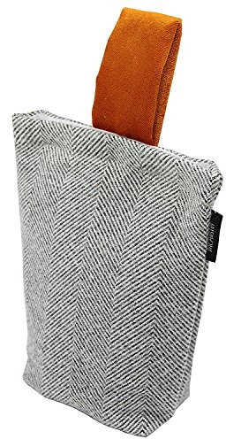 McAlister Textiles Herringbone Tweed | dekorativer Designer Türstopper in Anthrazit & Orange | ungefüllter Türsack traditionelles gewobenes Fischgräten-Muster