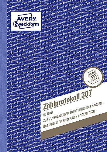 Avery Zweckform 307 Zählprotokoll für offene Ladenkassen (A5, 50 Blatt) weiß (10)