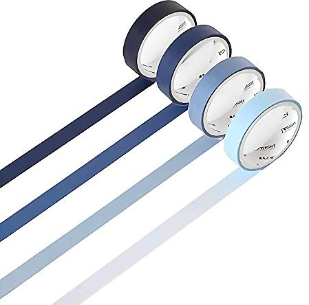 YUBBAEX Juego de 4 Azul Washi Tape, de color natural para manualidades, manualidades decorativas, regalos, álbumes de recortes, color natural Type 6